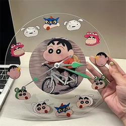 Kawaii Anime Crayon Shin-Chan Acrylic Clock Cute Creative Simple Desktop Pendant Wall Hanging Clocks Gifts