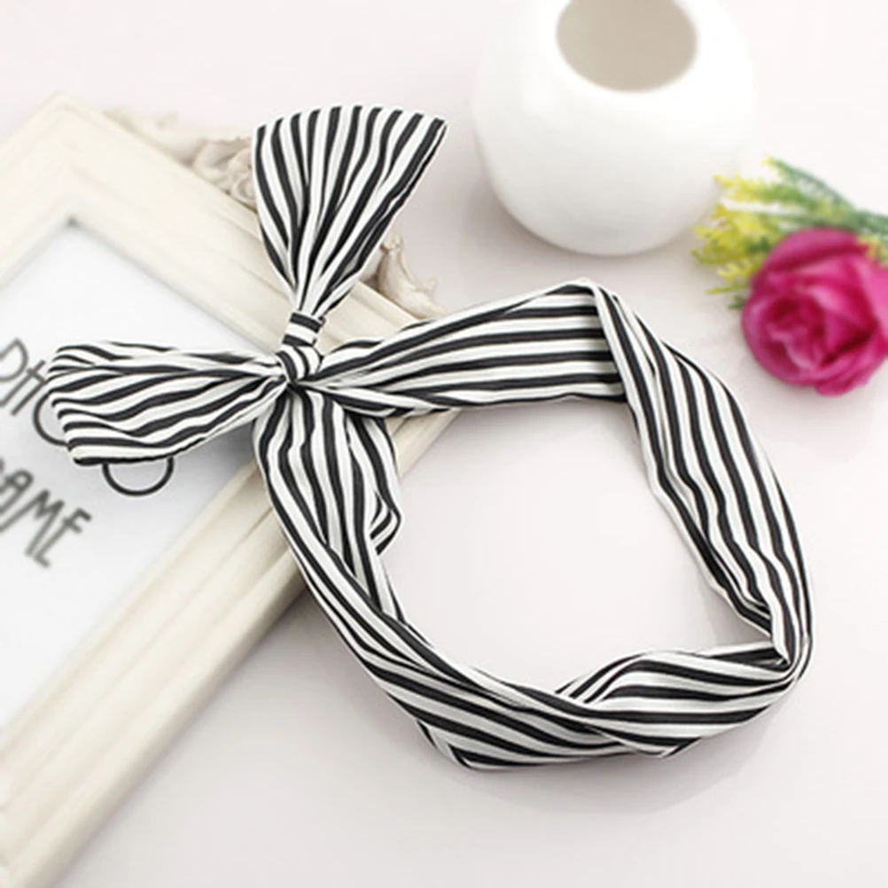 

6pcs Bow Wire Headband Dot Stripe Durable Hair Band Flexible Comfortable Wrap For Women Girls Daily Party Use Elegant
