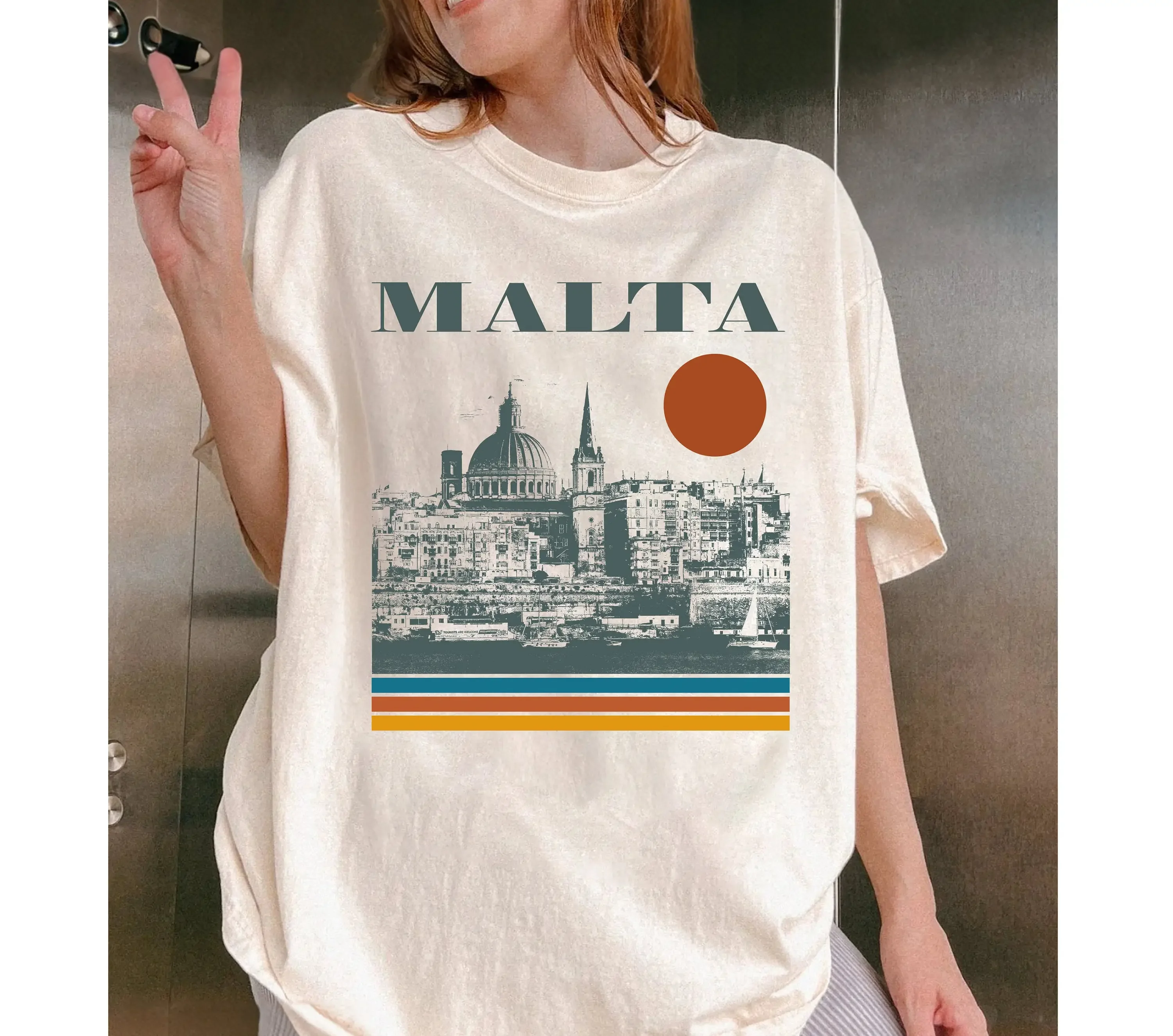 Malta Travel T Shirt Vintage Retro MinimalisT