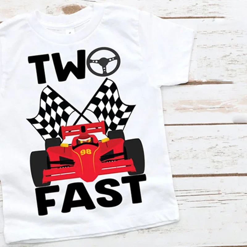 Two fast one race car shirt Racing racecar themed boy 1st 2nd first second birthday party decoration gift present Photo props