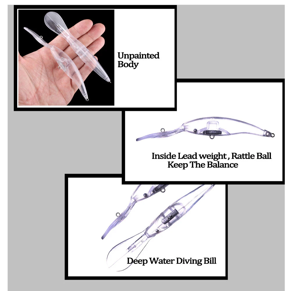 Chan’sHuang 20PCS Unpainted Blanks Bait 13.5cm 12.8g Floating  Deep Water Diving Minnow DIY Handmade Artificial Fishing Lure