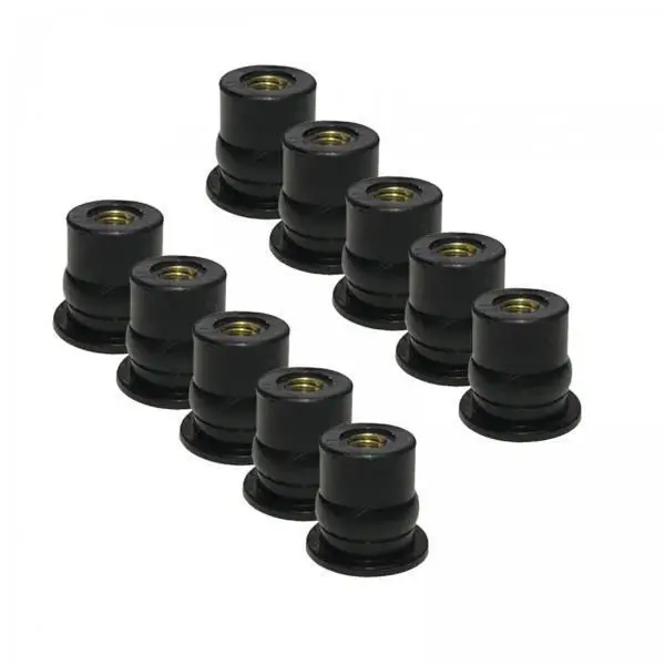 Professional Well Nuts Rubber Brass Insert Metric Fastening Kit Sturdy Windshield Nut Pack for Motorcycle Bodies