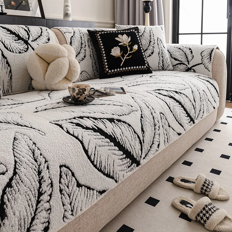 

European Style Thickened Warm Sofa Cover Cloth Fixed Anti Slip Straight Row Sofa Cushion Skin Friendly Autumn and Winter Styles
