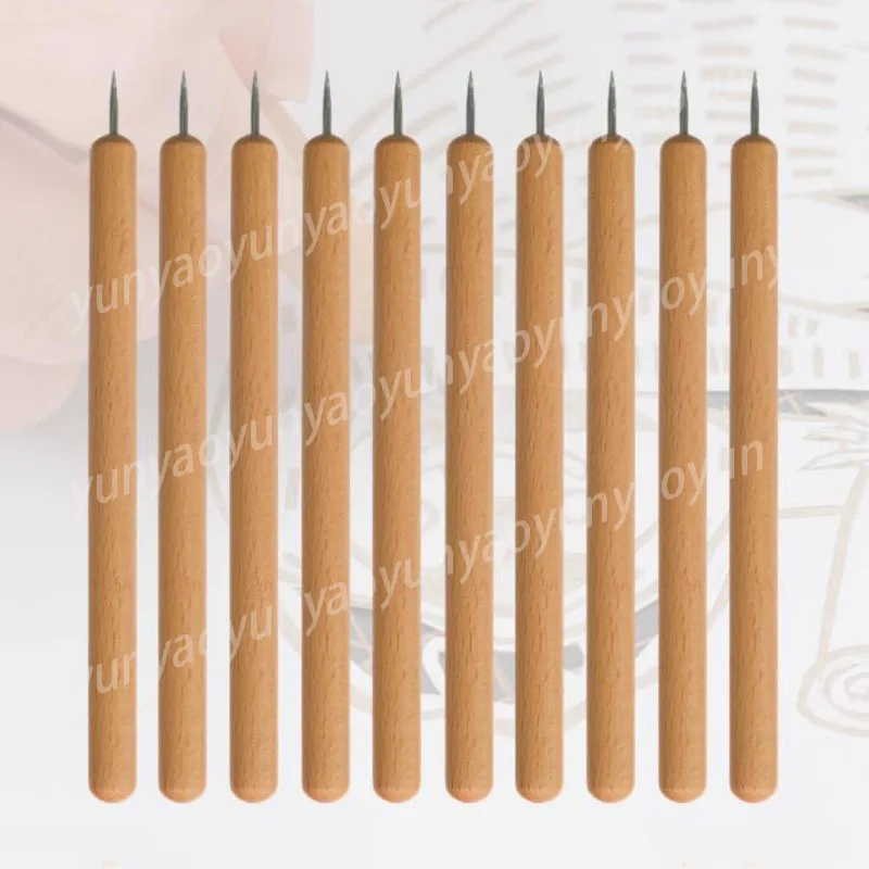 Suitable for Etching and Copperplate Printing, Beech Handle, Engraving Needle Ten Pcs
