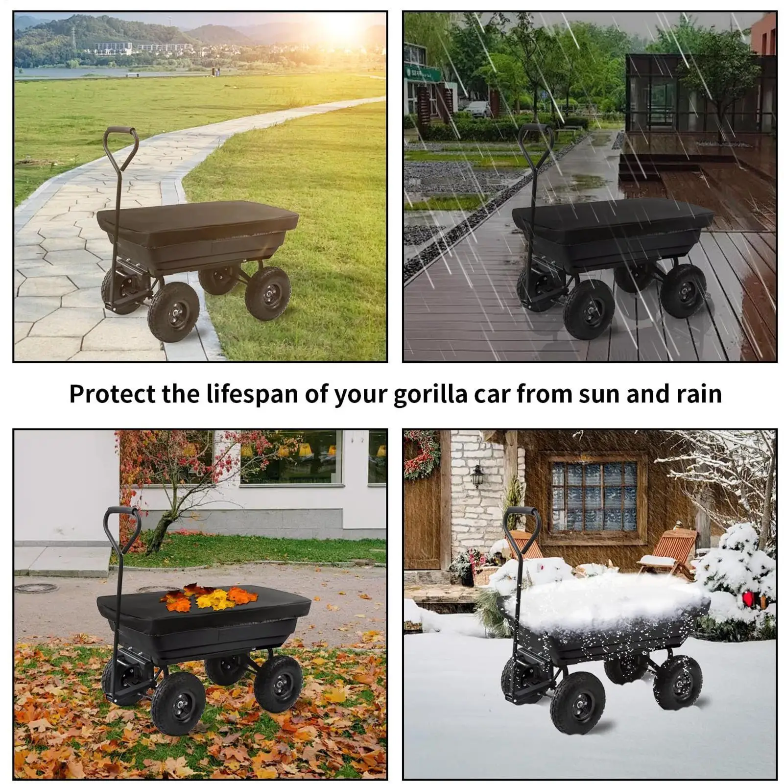 Cart Cover Foldable Waterproof Outdoor Cart Rain Cover For Yard Backyard Patio Porch Outside Lawn Barn Farm Camping