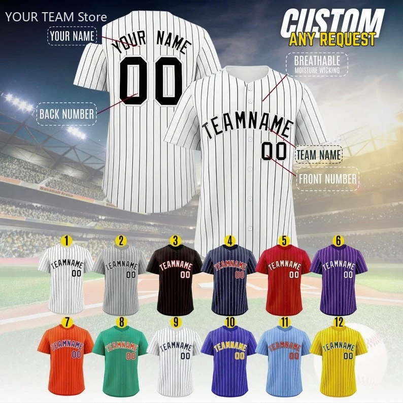 

Personalized Name Team,Custom Stripe Line Color Baseball Couple Jersey For Baseball Fans,Custom Number Baseball Jersey,Baseball