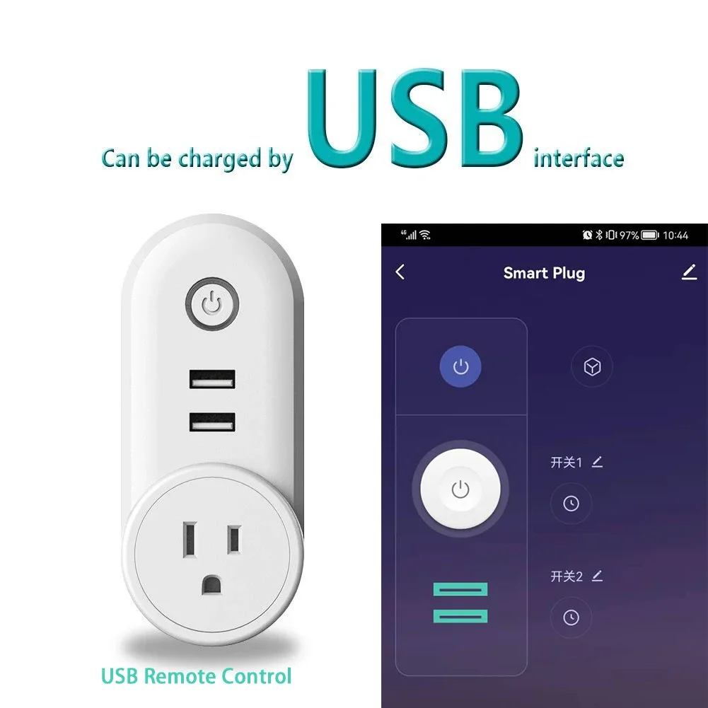 WiFi Smart Power Plug Adapter Electrical Outlet EU US AU UK GE Socket USB Time Remote Control by Smartlife App Alexa Google Home