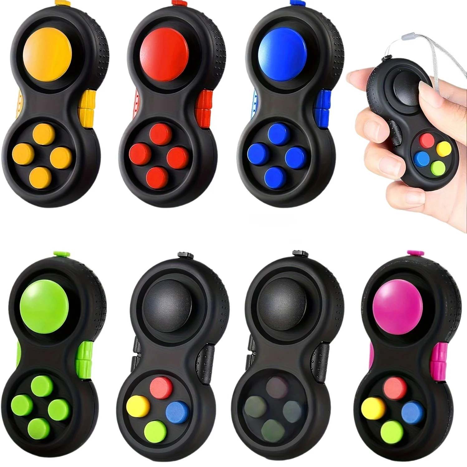 Nowa najwyższej jakości podkładka Fidget Pad z 8 funkcjami Fidget Controller Pad Game Focus Fidget Toy Cube łagodzi stres i niepokój Zabawka