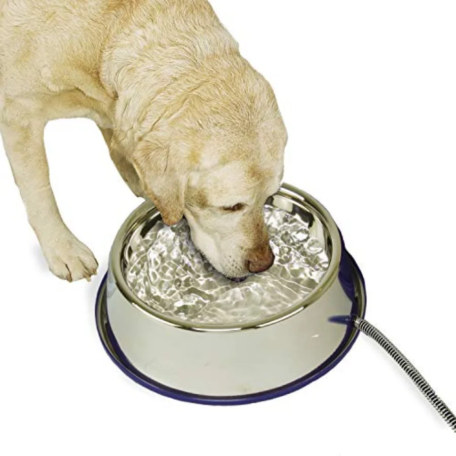 

Outdoor heated pet water bowl for cats and dogs, stainless steel, silver, 102 oz capacity with 25W automatic no-freeze heating