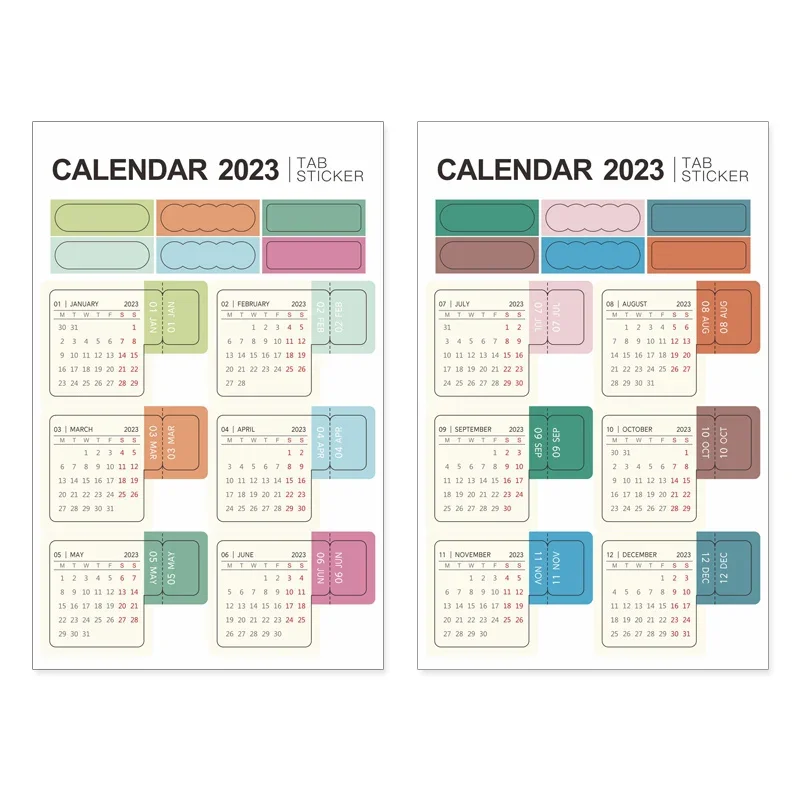 2024 2025 Calendar Index Sticker Notebook Label Sticker Color Multi-functional Classification Sticker Office Stationery Supplies