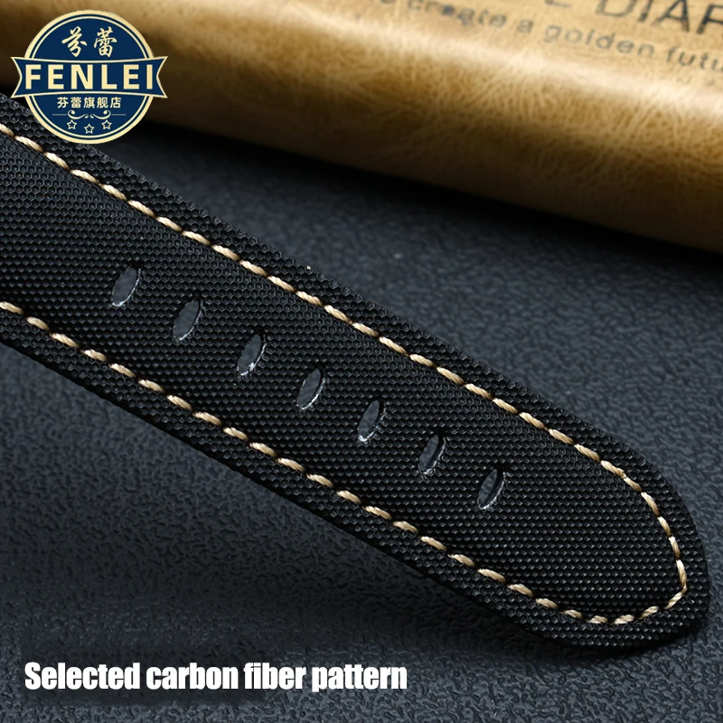 Nylon Carbon fiber Leather Watch strap For Panerai Luminor PAM01661 799 616 Scaphium Affine Canvas Watchband Male 24mm Bracelet