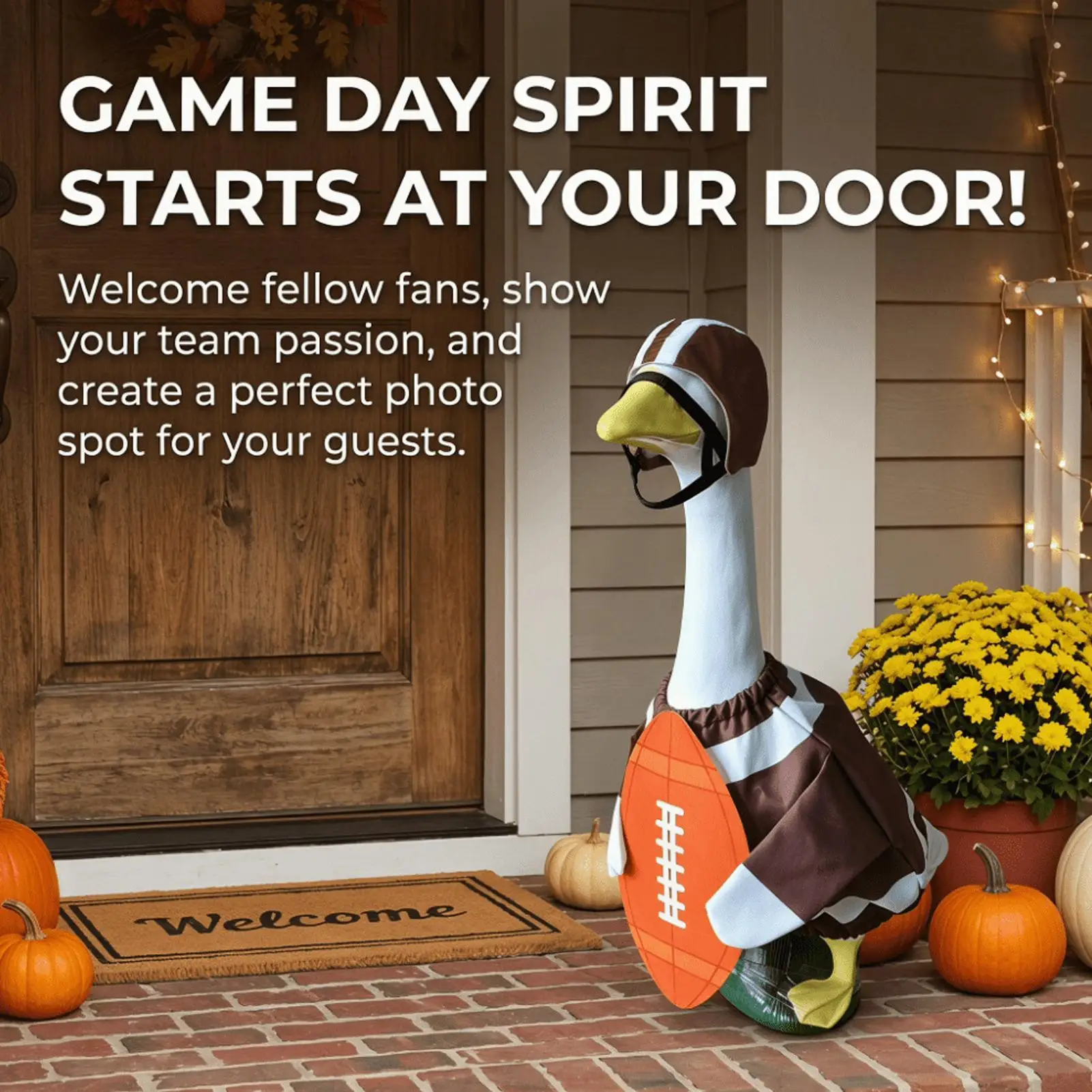 Football Porch Goose Outfit Funny Sports Costume For 23 Inch Lawn Statue, Game Day Yard Decor With Jersey & Helmet view 6