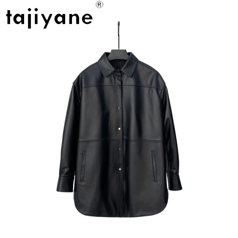 

TAJIYANE Genuine Sheepskin Leather Jacket Woman Casual Mid-Length Shirt Coat Fashion Autumn Jackets Women Clothing 2026 jaqueta