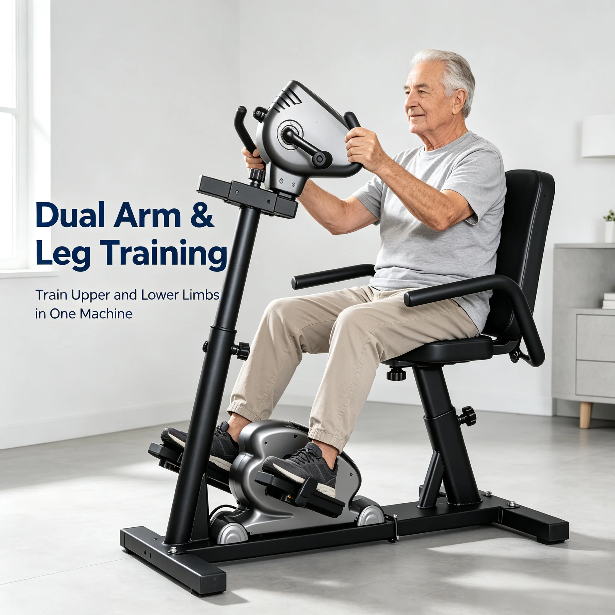 Seated Electric Exercise Bike for Upper/Lower Limb Training with Passive/Active Modes Physical Therapy Recovery