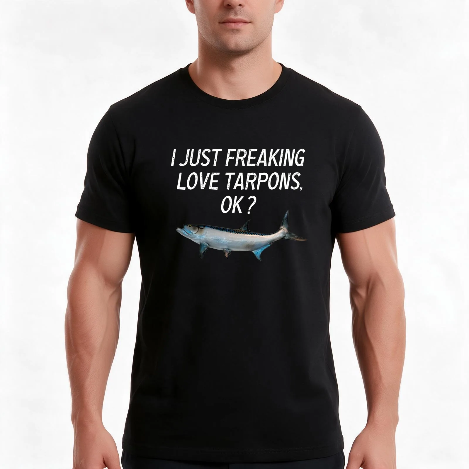 Fun Tarpon I Just Freaking Love Tarpons Animal Lover Funny Tarpon Gifts T-Shirt, Summer Casual Cotton Tee, Vintage Graphic Print