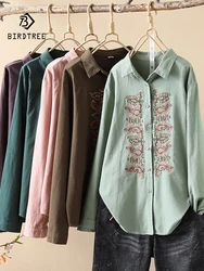 New Spring Cotton Embroidery Shirt Women Lapel Long Sleeve Literature Tops Girl Retro Ethnic Style Blouse 2024 Autumn T44139QC