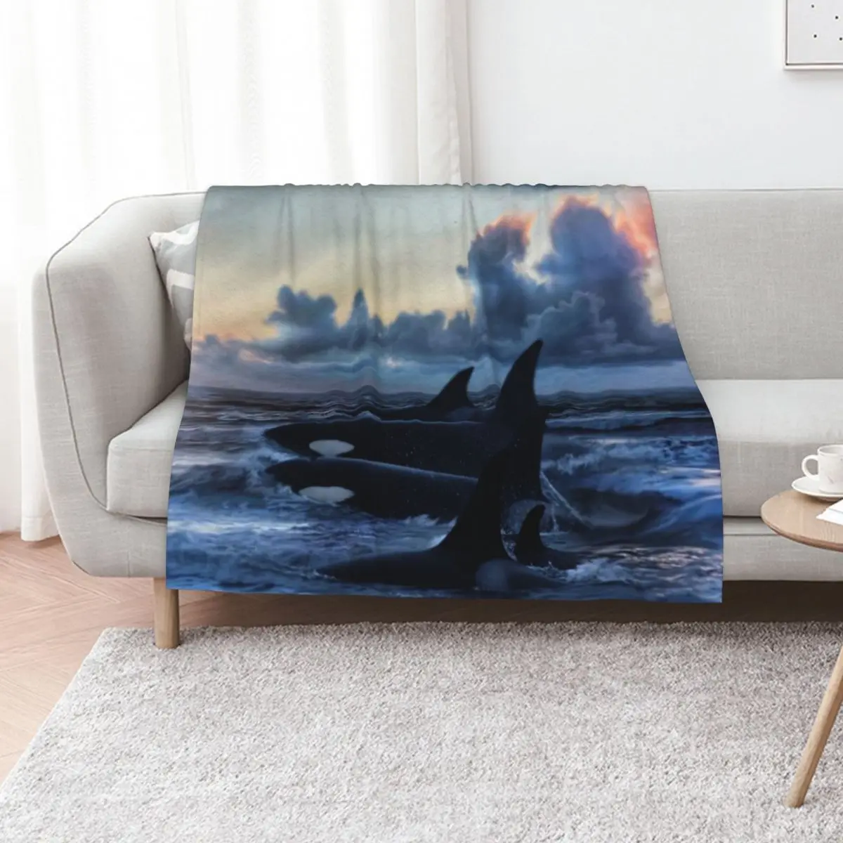 

Orca Sunrise Throw Blanket Quilt Fashion Sofas Sofa Quilt Multi-Purpose Blankets