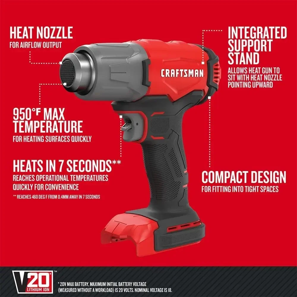 V20 Cordless Heat Gun, Up to 950 Degrees F, Bare Tool Only (CMCE530B)