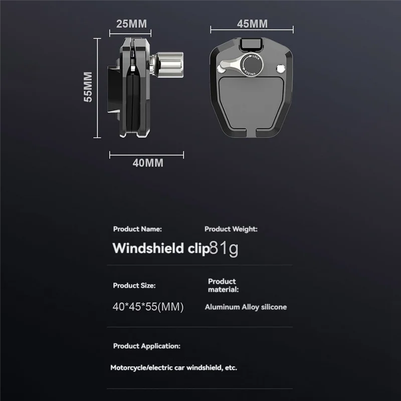 ELEC-دراجة نارية الزجاج الأمامي كليب سبائك الألومنيوم جبل ل Gopro بطل 12 Insta360 X3 Action 3 4 ملحقات الكاميرا