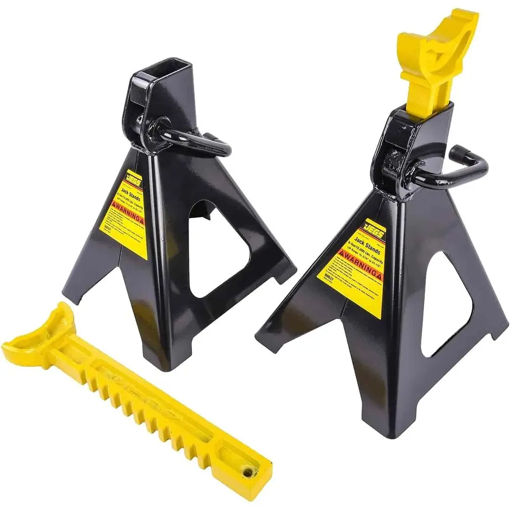 

6-Ton Adjustable Steel Jack Stands, 15.75-23.0625 Height Range, Sturdy Base with Lever Adjustment