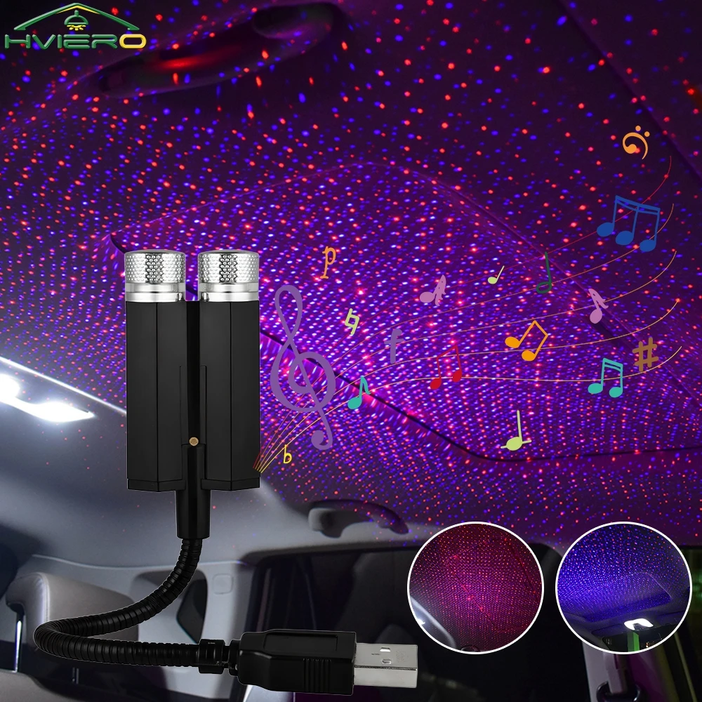 Luces de estrellas para techo de coche, Mini LED Interior, atmósfera estrellada, cielo, proyector USB, lámpara automática, decoración nocturna, galaxia, láser, Led para el hogar