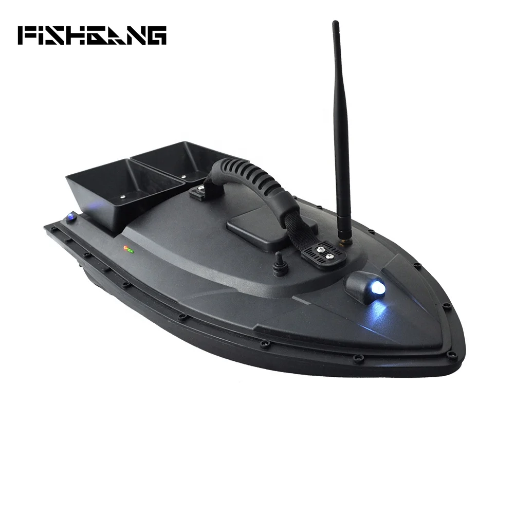 FISHGANG Upgraded RC 200-500m Distance Fishing Bait Boat With Black/green Two Hoppers Single Hand Remote Control Fishing Finders