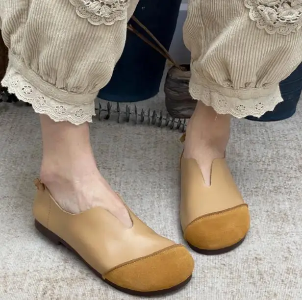 Careaymade-Genuine Leather pure handmade ladies\' shoes,Large women\'s shoes,Women\'s casual comfortable soft sole Flats Man shoes