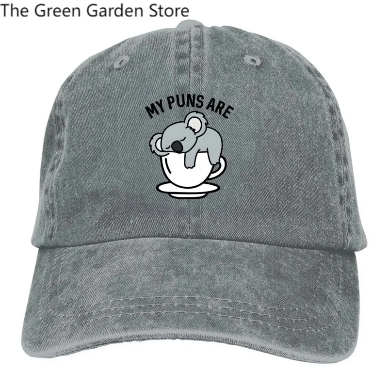 

Australian Koala Multicolor Hat Peaked Men's Cap My Puns Are Tea Personalized Visor Protection Hats