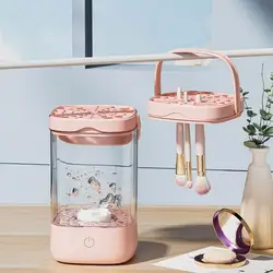 Electric Makeup Brush Cleaner Machine Makeup Brushes Drying Rack Brush Holder Automatic Cosmetic Brush Cleaning And Drying Tool