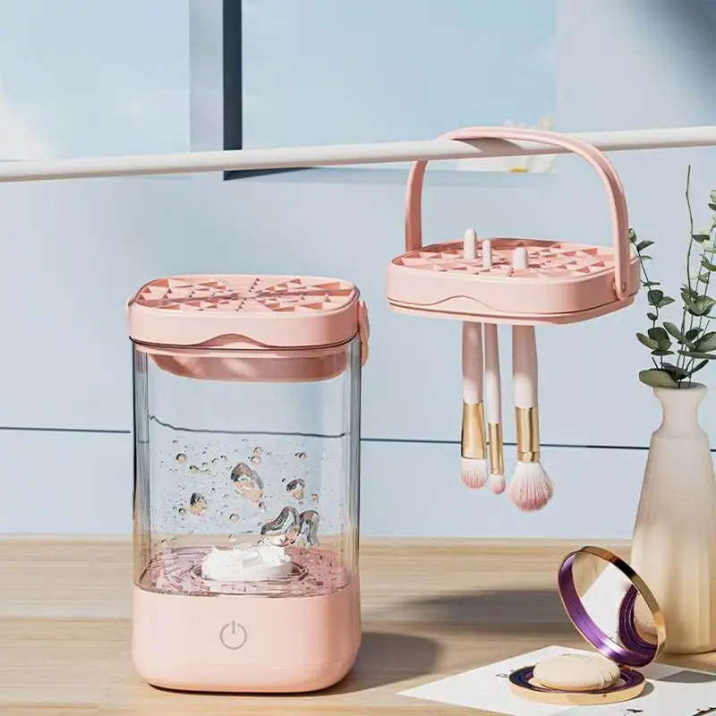 Electric Makeup Brush Cleaner Machine Makeup Brushes Drying Rack Brush Holder Automatic Cosmetic Brush Cleaning And Drying Tool