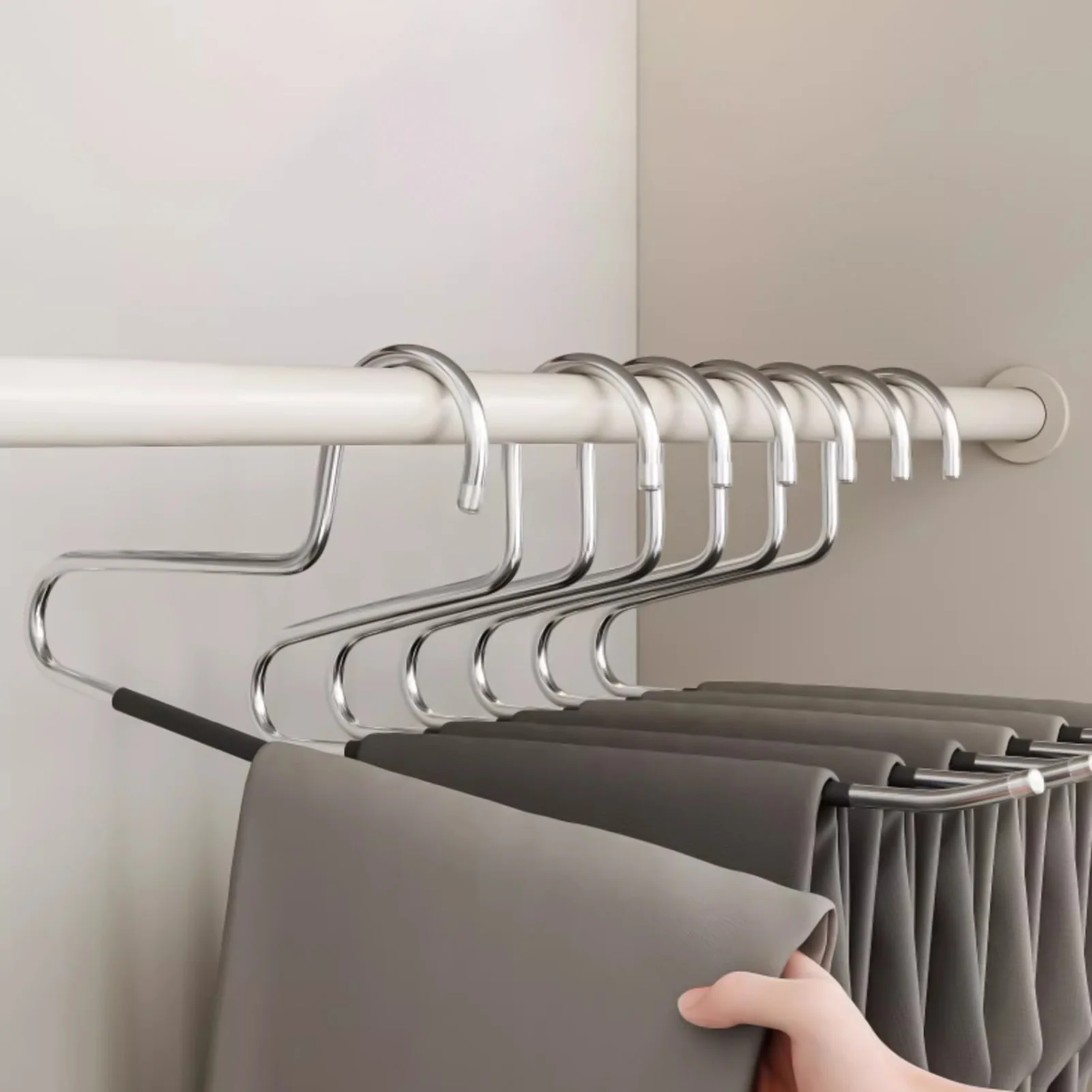 

5pcs Goose Shaped Pants Rack For Household Wardrobe Storage Anti-slip Pants Hangers Closet Organizer Anti-rust Towel Drying Rack