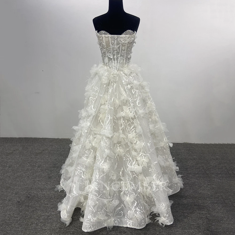 New 2025 Wedding Dress Strapless A-Line Sleeveless Lace Wedding Gowns Boho Bridal Ball Prom Dress Customised فساتين حفل