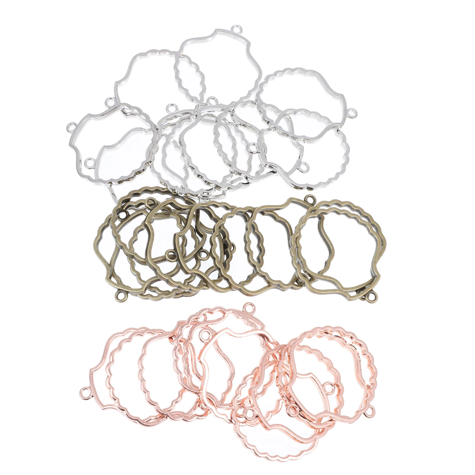 

30 Pcs Hollow Alloy Bezel Frames for DIY Jewelry Making Supplies Open Resin Molds Craft Decorations Bezels Trays Charm
