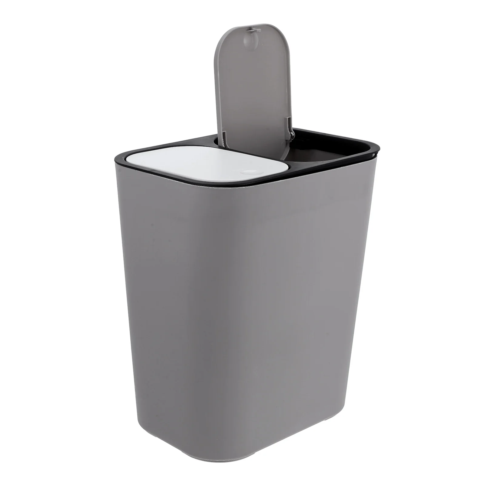 Garbage Storage Can Small Office Trash Food Waste Composter Two Grids Dual Grey Abs Trashcan Bins