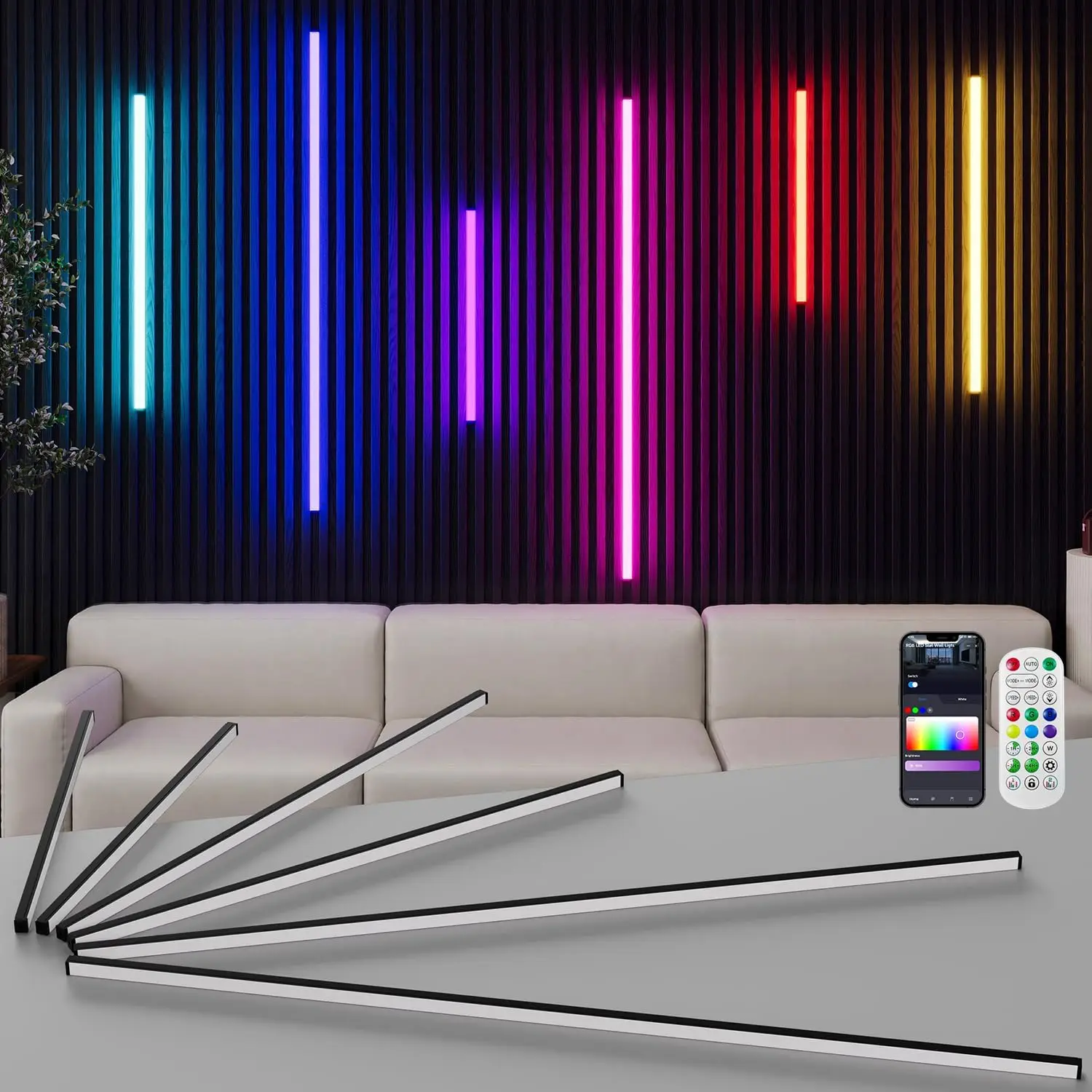 WiFi Alexa Panel Light Wall Slat Smart Kit Six
