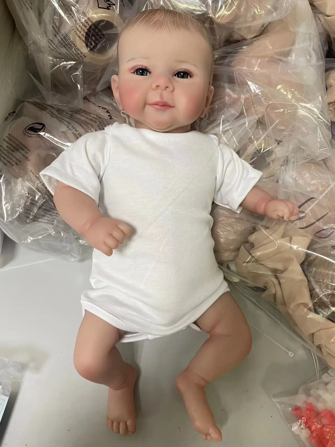 ﻿ Cuerpo de tela suave Juliette, muñeca bebé Reborn realista de 19 pulgadas, cara dulce, piel 3D Real, múltiples capas con pelo pintado a mano