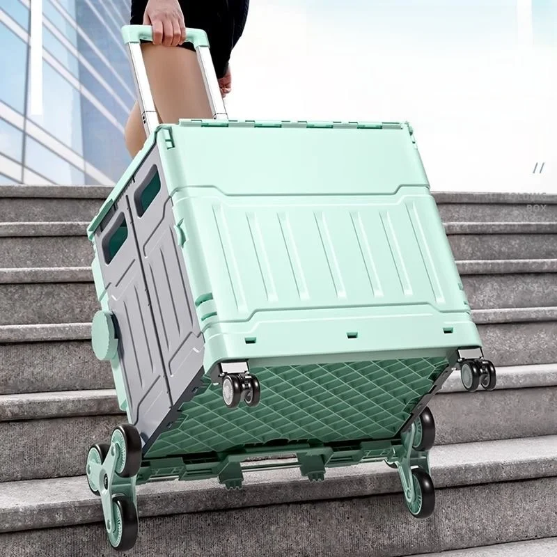 

Foldable Hand-Pulled op Cart with Climbing Wheels for Picnics And Vegetable Bung Durable Plastic And Stainl Steel