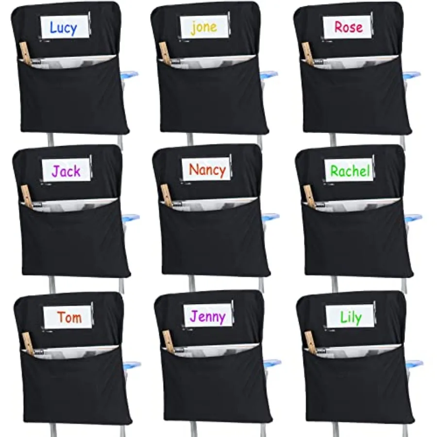 24 Pcs Small Chair Pockets for Classroom 14 Inch School Chairs Bag Chairback Buddy Seat Pocket Student Classroom Organizer with
