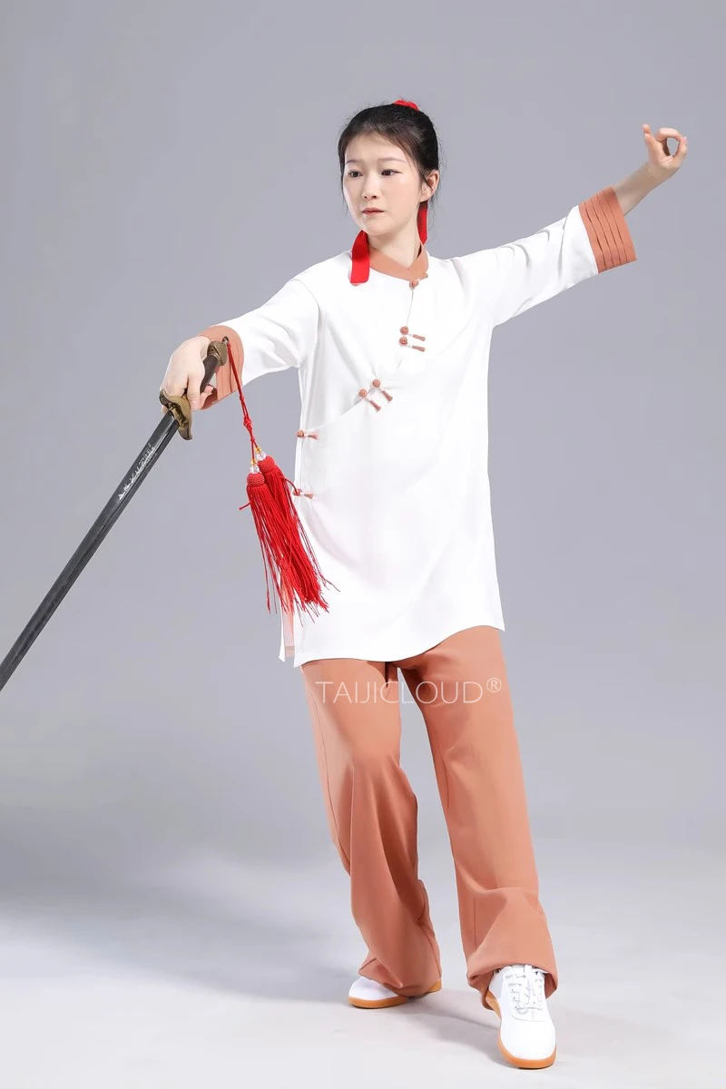 Tai Chi Suit for Martial Arts Performances, Lightweight Fabric, Slanted Lapel, Summer, New Style, 3/4 Sleeves