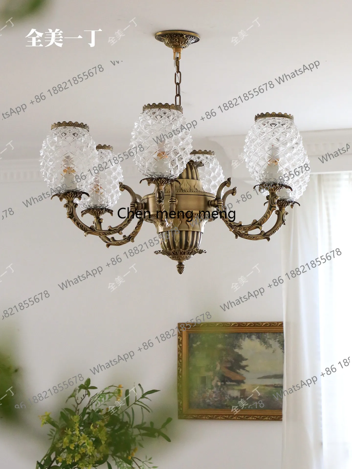 

American retro living room lamp French medieval study dining room European villa luxury high-end bedroom lamp