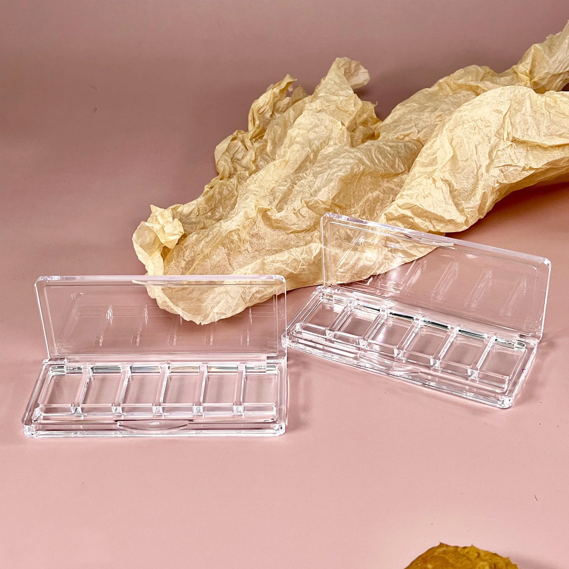 Paleta de sombra de ojos transparente, muestra elegante, Rectangular, bricolaje, caja acrílica profesional para contenedor de almacenamiento de cosméticos