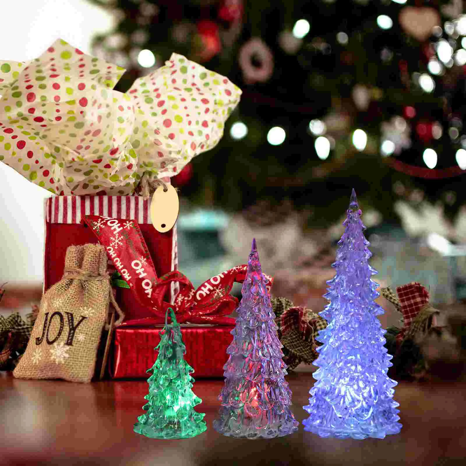 3 pezzi di albero di Natale incandescente illuminato regali per bambini con luci lampada da comodino per bambini