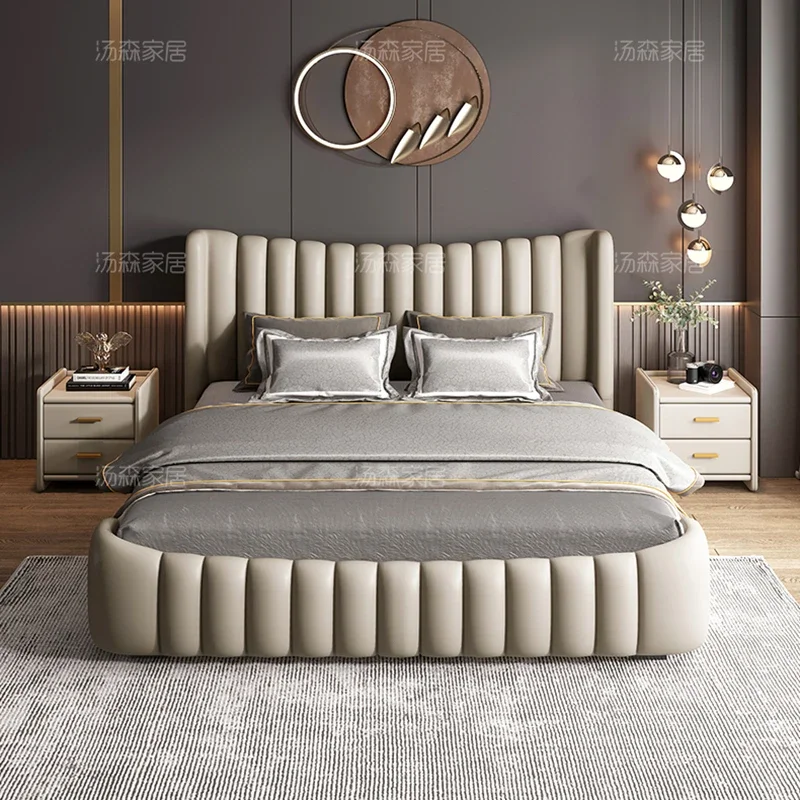 

Leather Sleeping Bed Bedroom Double Floor Floor Japanese Wooden Design Safe Bed Space Saving Cama Solteiro Unique Furniture