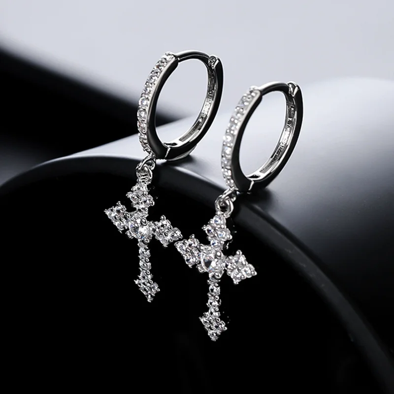 Punk Gothic Heart Earrings For Women Fashion Korean Jewelry Gifts Accessories Star Thorn Heart Colored Crystal Pendant Ear Hooks