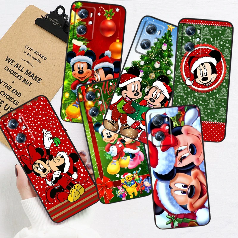 Christmas Mickey Minnie For OPPO Find X6 X5 X3 A54S A5 A94 A16 A53S A57 A74 A72 A96 A9 A98 A78 5G Black Phone Case