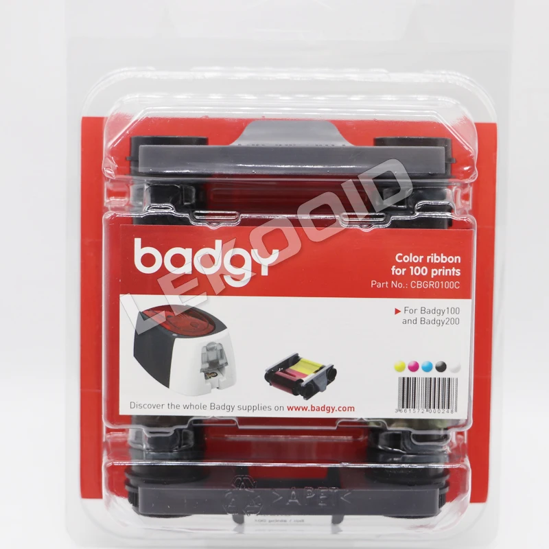 evolis badgy100 original CBGR0100C YMCKO color ribbon cassette 100 prints 5 panels for Badgy100 Badgy200 id card printer