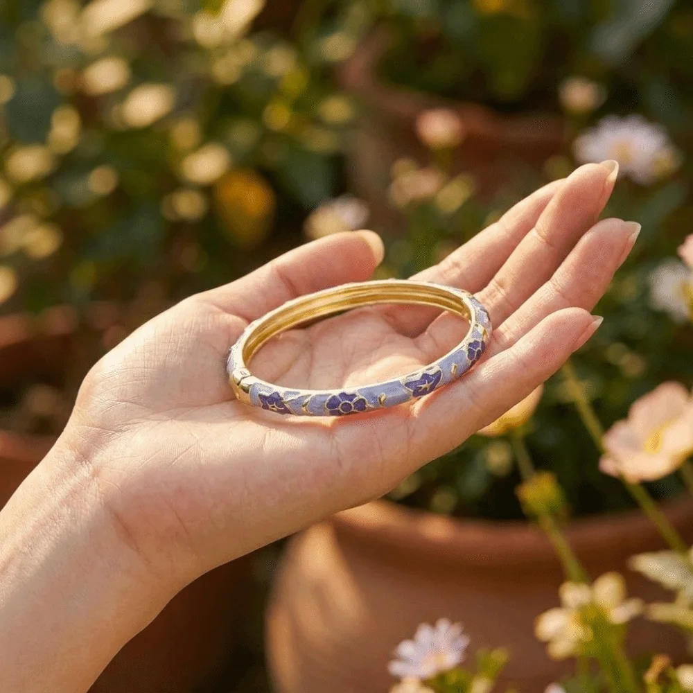 Zinc Alloy Enamel Bracelet Retro Exquisite Oil Drop Bracelet Closed End Design National Style Enamel Dropped Glaze Bangle