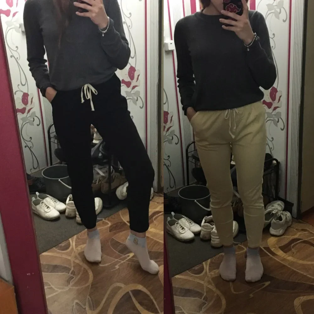 Nuevo de Las Mujeres Casual Harajuku Primavera Otoño Tamaño Grande Pantalones Largos Sólido Elástico de La Cintura de Lino de Algodón Del Tobillo