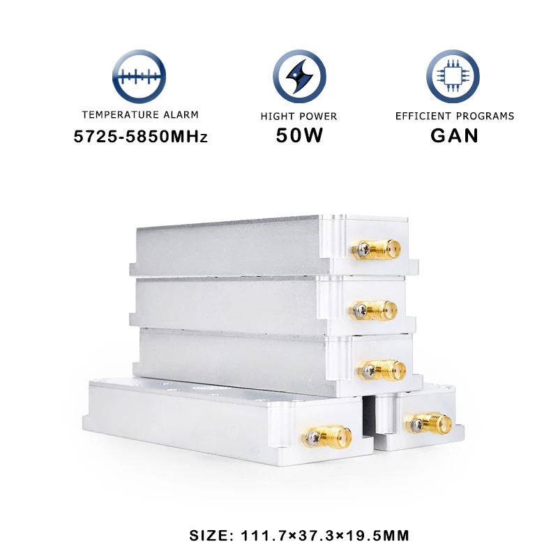 Anti zangão que bloqueia o módulo de sistema, dispositivo de obstrução do amplificador de poder do sinal, 50W, 5.8G, 5725-5850MHz, UAV, FPV, C-UAS solução, RF, PA