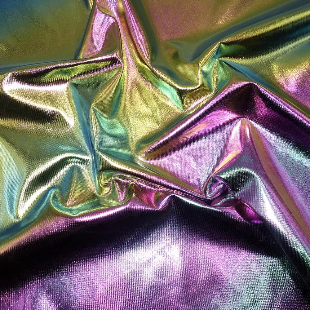 Stretch Shiny Gold Bronzing Spandex Fabric, Colorful Laser Fabric for DIY Stage Cosplay Costume Dress, By Meters